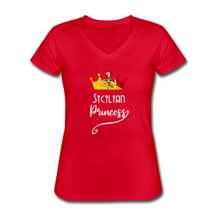 Sicilian Princess Women's V-neck T-shirt - red