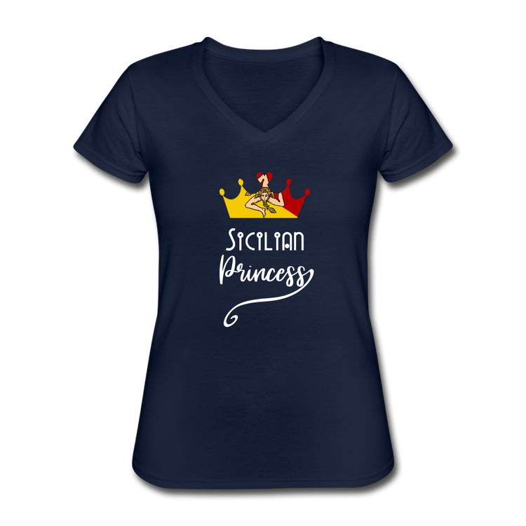 Sicilian Princess Women's V-neck T-shirt - navy