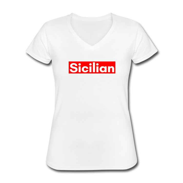 Sicilian Women's V-neck T-shirt - white