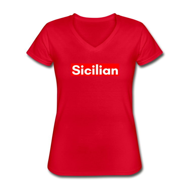 Sicilian Women's V-neck T-shirt - red