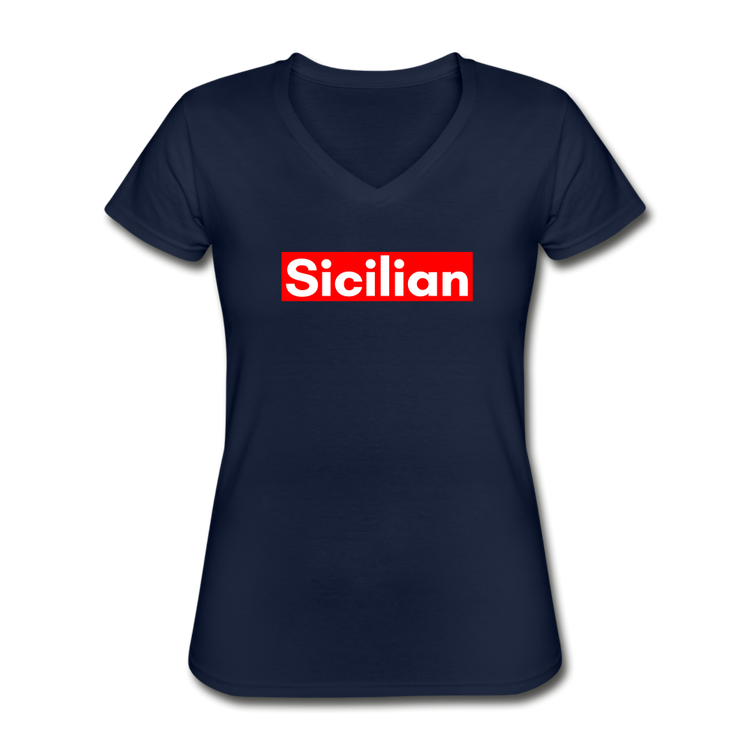Sicilian Women's V-neck T-shirt - navy