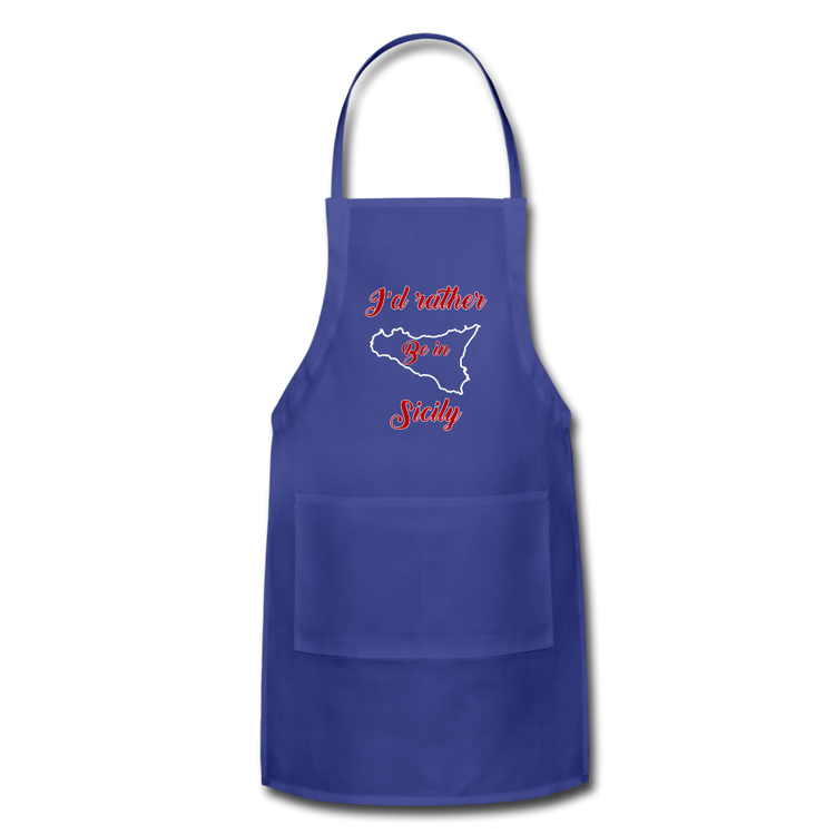 I'd rather be in Sicily Apron - royal blue