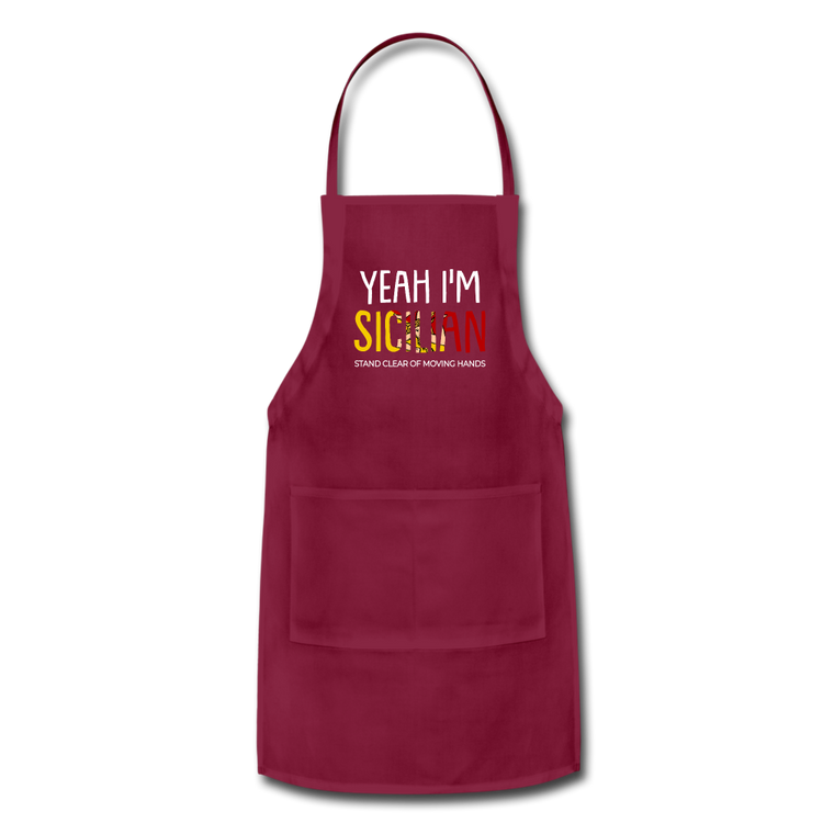 Yeah I am Sicilian Apron - burgundy