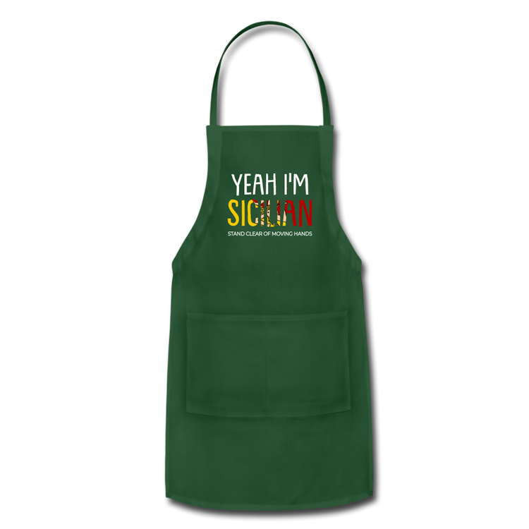 Yeah I am Sicilian Apron - forest green
