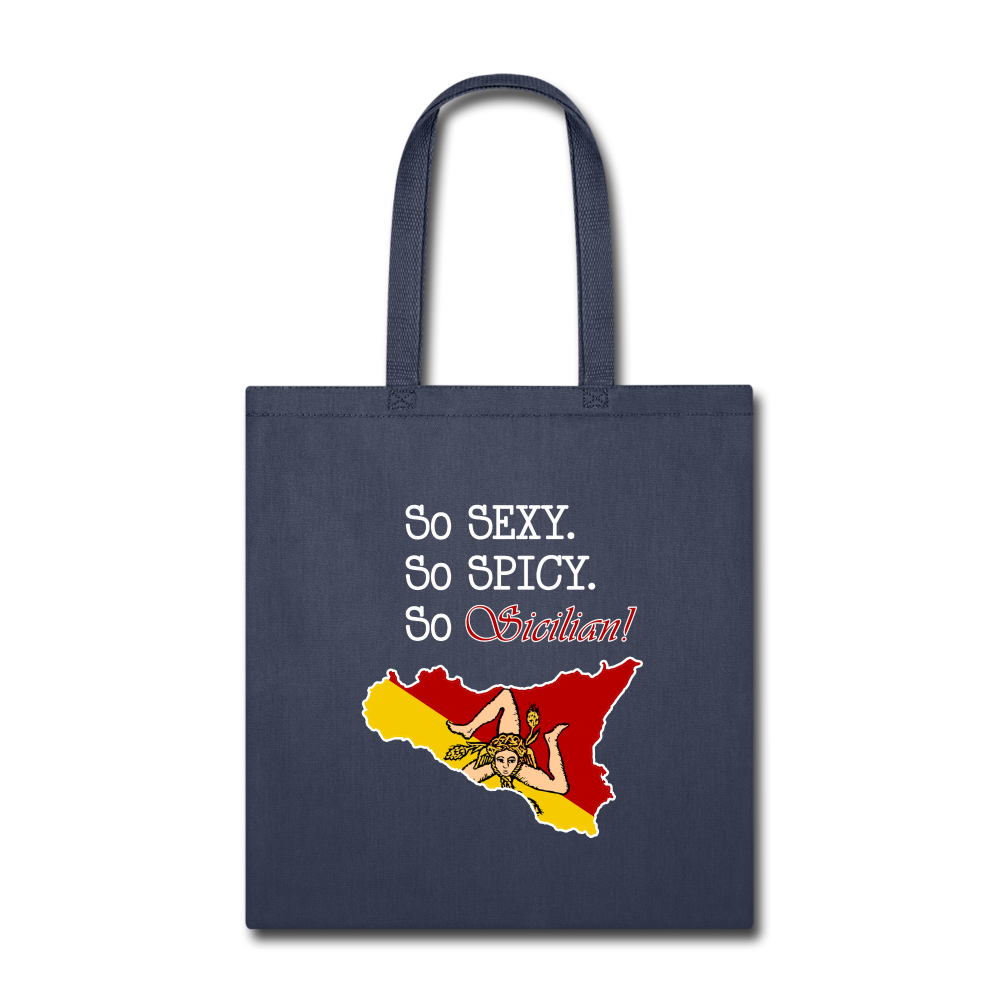 So sexy, So spicy, So Sicilian Cotton Tote Bag - navy