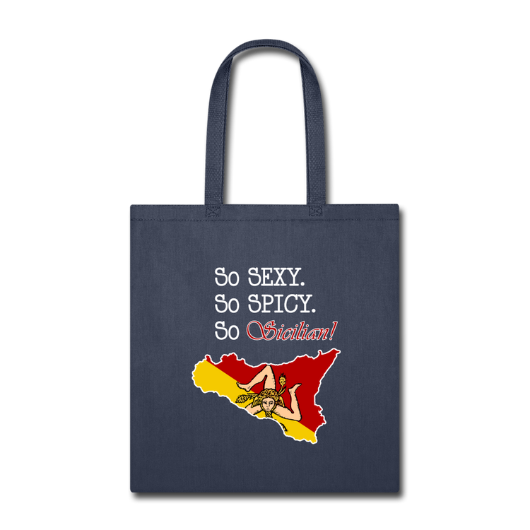 So sexy, So spicy, So Sicilian Cotton Tote Bag - navy