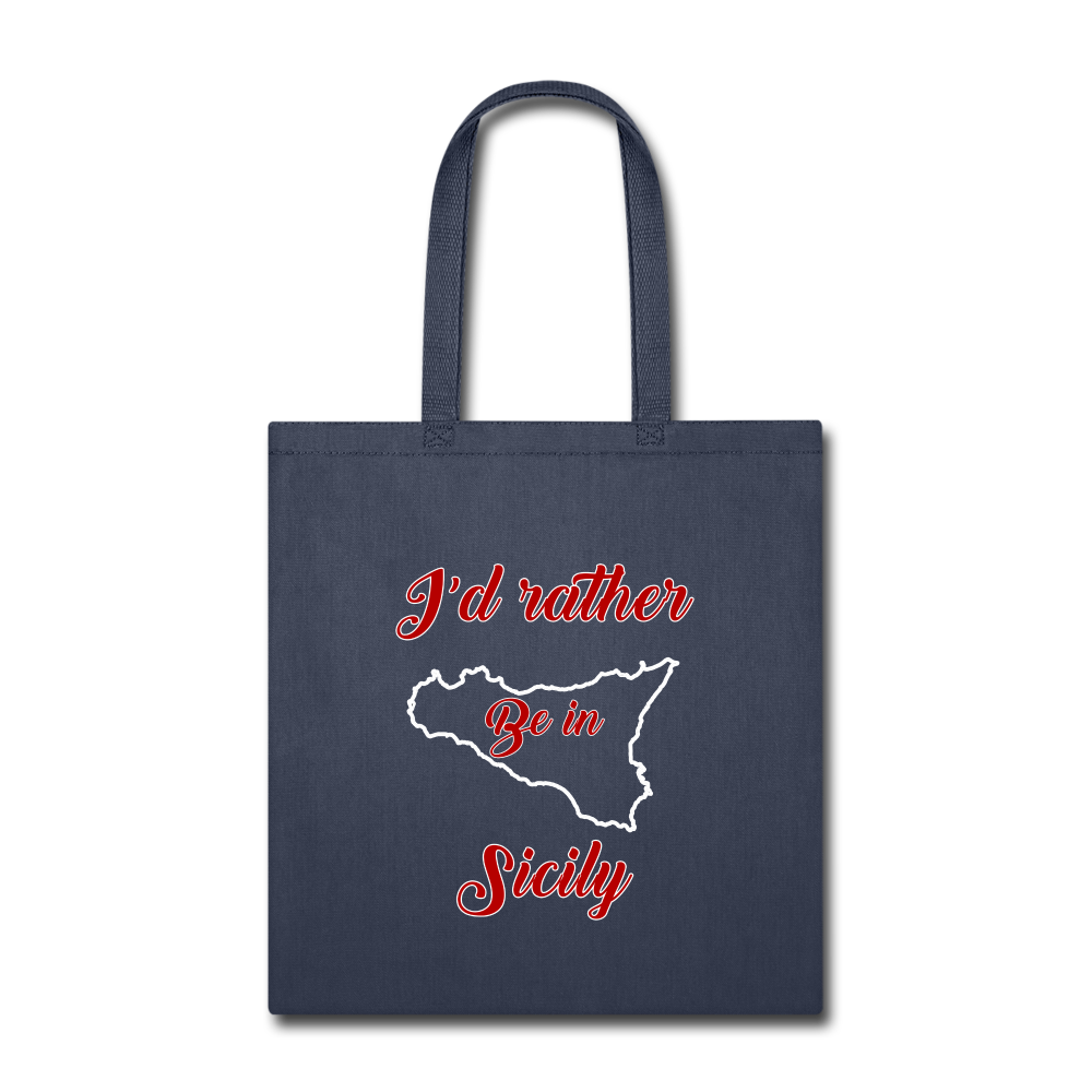 I'd rather be in Sicily Cotton Tote Bag - navy