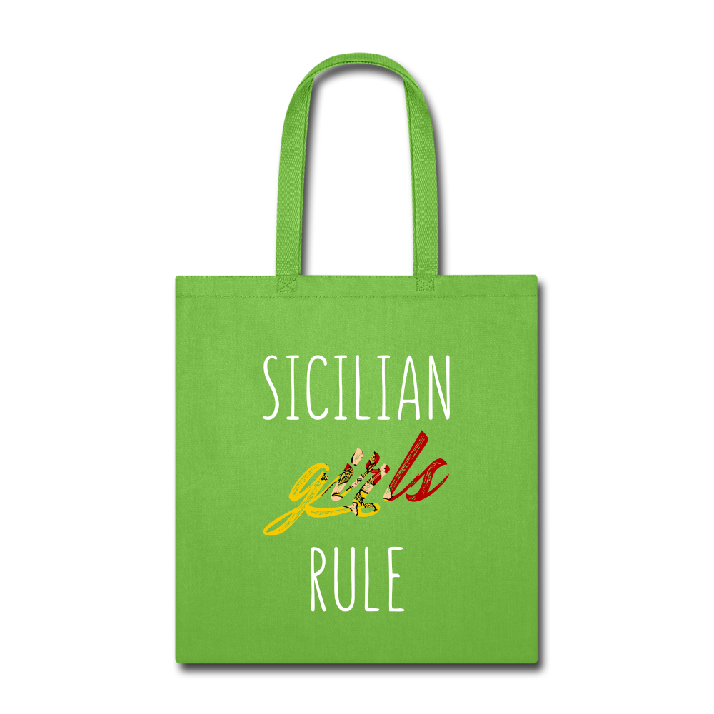Sicilian girls rule Cotton Tote Bag - lime green