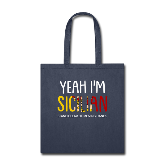 Yeah I am Sicilian Cotton Tote Bag - navy