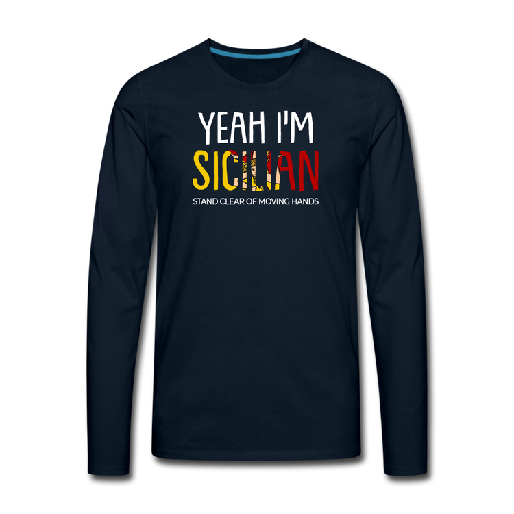 Yeah I am Sicilian Men's Longsleeve - deep navy