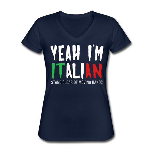 Yeah I'm Italian Women's V-Neck T-Shirt - navy