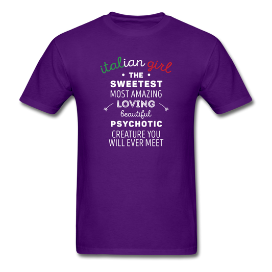 Italian Girl the sweetest psychotic creature T-shirt - purple