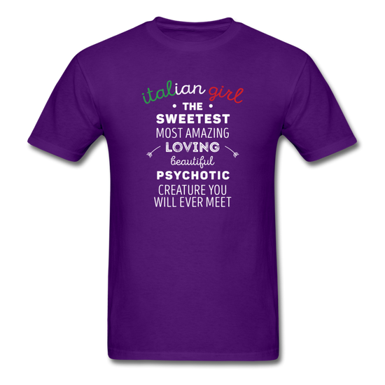 Italian Girl the sweetest psychotic creature T-shirt - purple