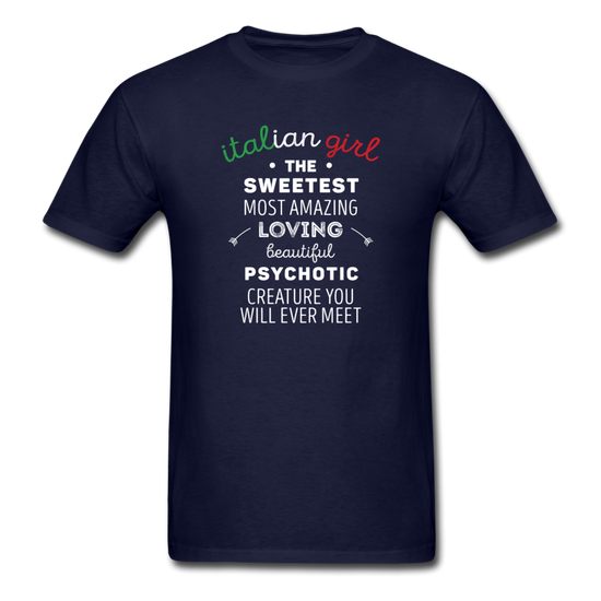 Italian Girl the sweetest psychotic creature T-shirt - navy