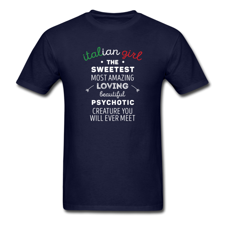 Italian Girl the sweetest psychotic creature T-shirt - navy