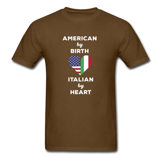 American by birth Italian by heart T-shirt - brown