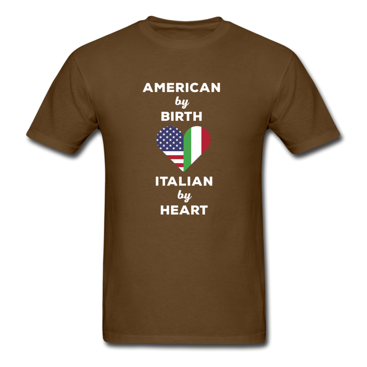 American by birth Italian by heart T-shirt - brown