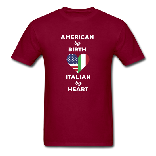 American by birth Italian by heart T-shirt - burgundy