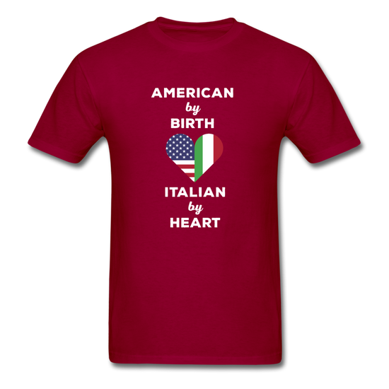 American by birth Italian by heart T-shirt - dark red