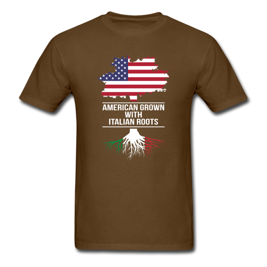 American Grown with Italian Roots T-shirt - brown