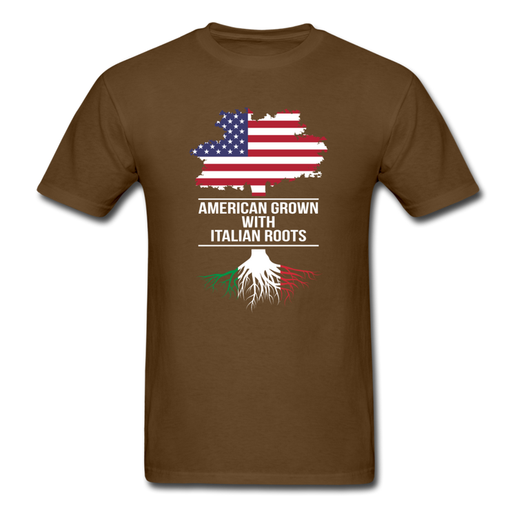 American Grown with Italian Roots T-shirt - brown