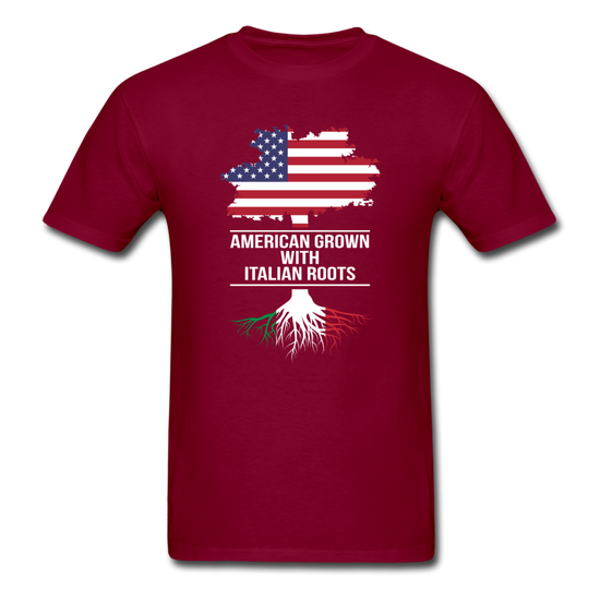 American Grown with Italian Roots T-shirt - burgundy