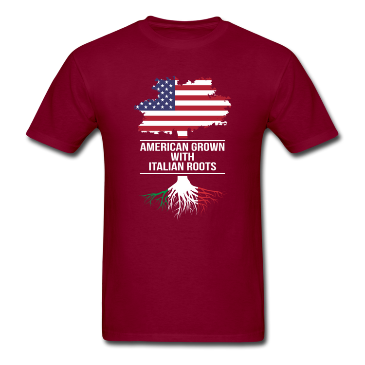 American Grown with Italian Roots T-shirt - burgundy