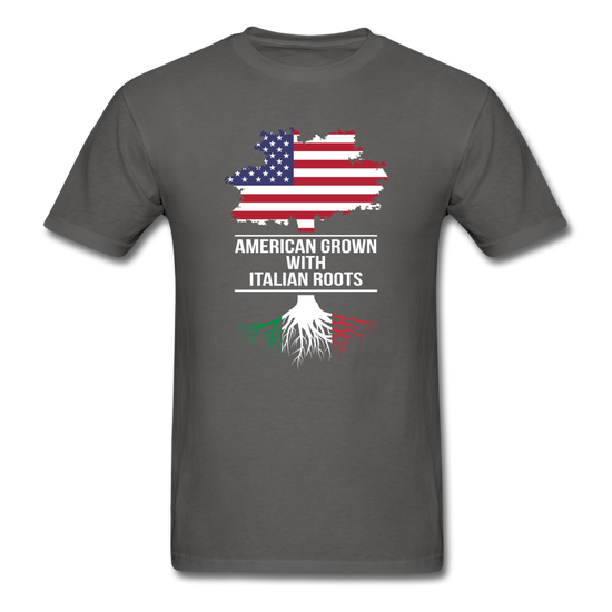 American Grown with Italian Roots T-shirt - charcoal