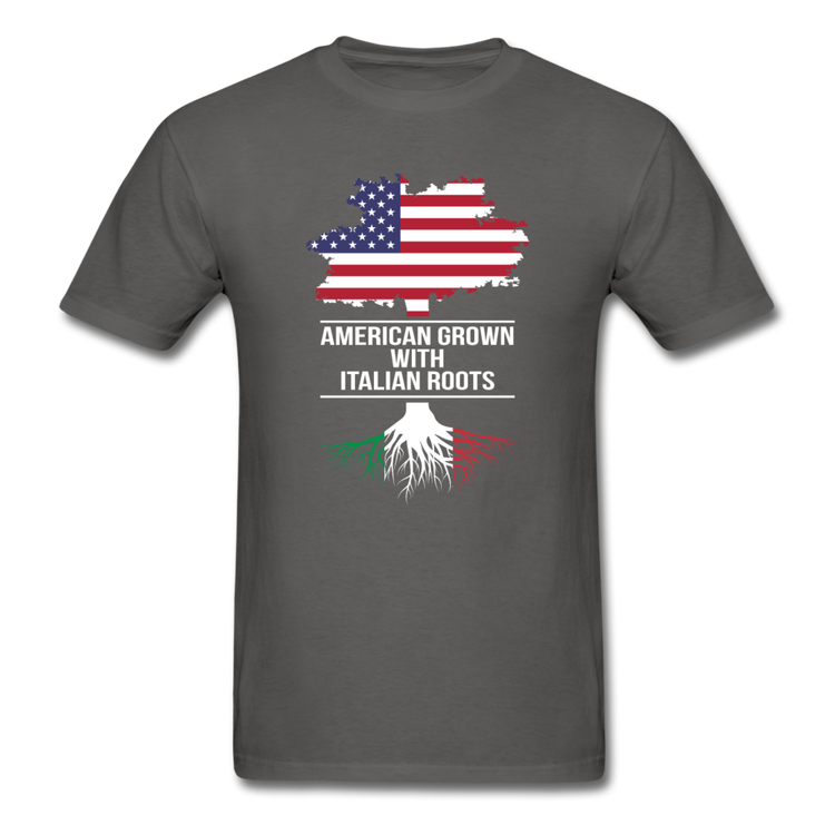 American Grown with Italian Roots T-shirt - charcoal