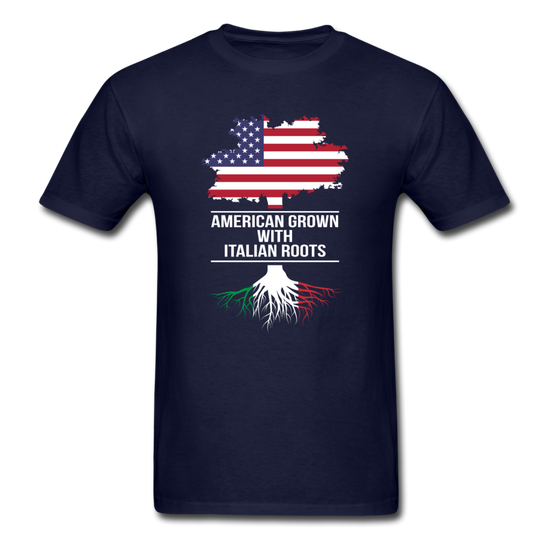 American Grown with Italian Roots T-shirt - navy