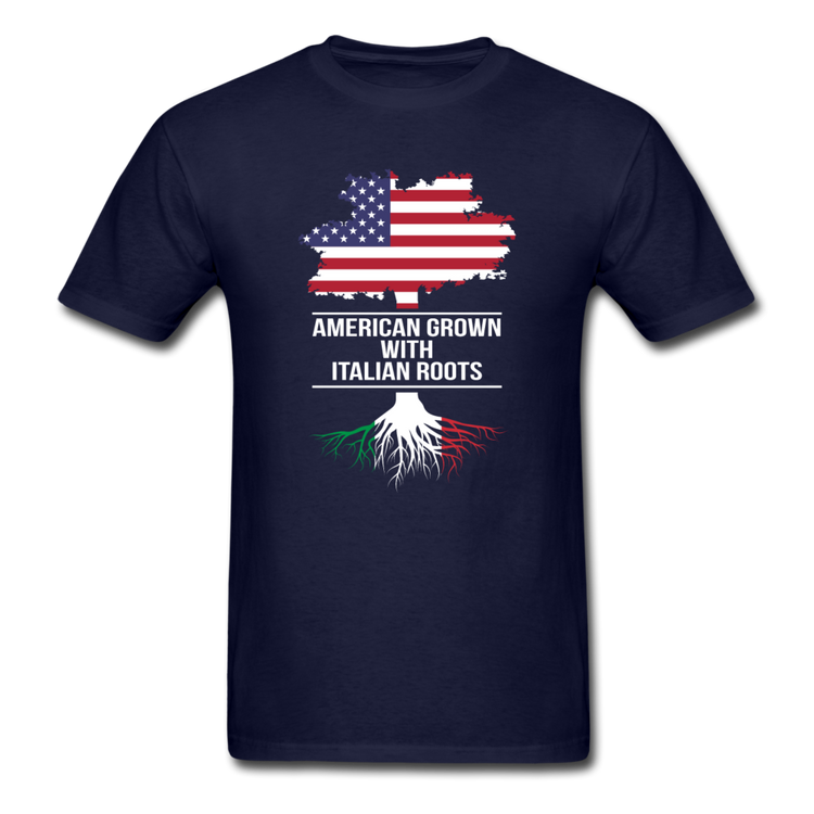 American Grown with Italian Roots T-shirt - navy