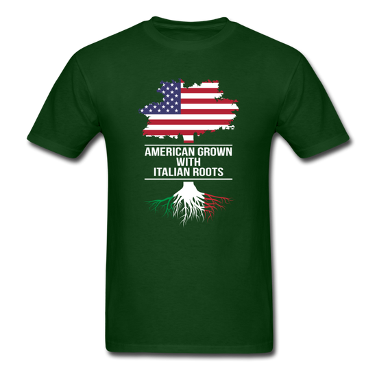 American Grown with Italian Roots T-shirt - forest green