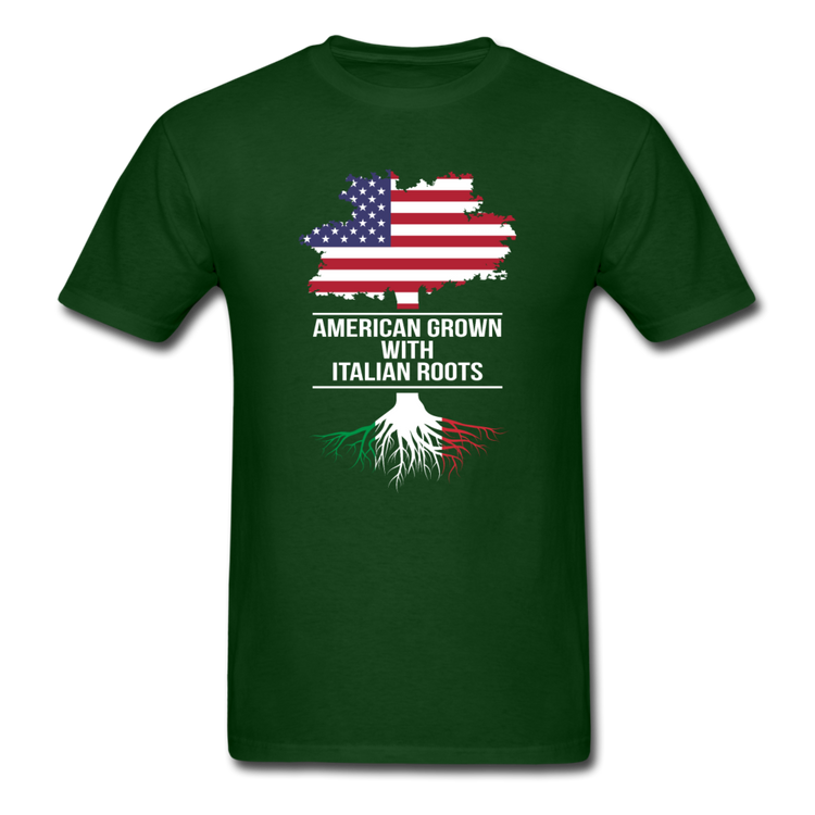 American Grown with Italian Roots T-shirt - forest green