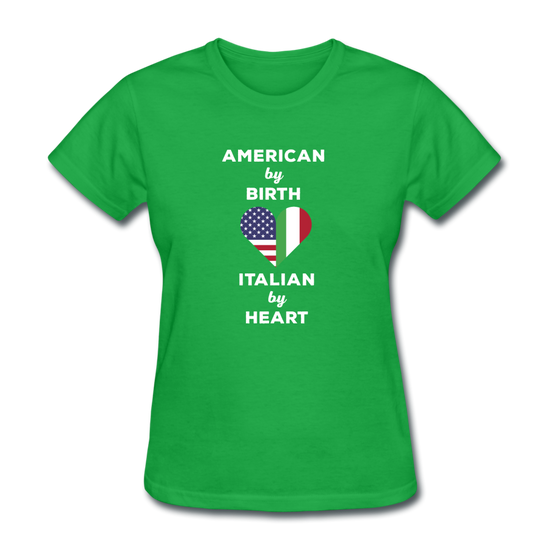 American by birth Italian by heart Women's T-Shirt - bright green