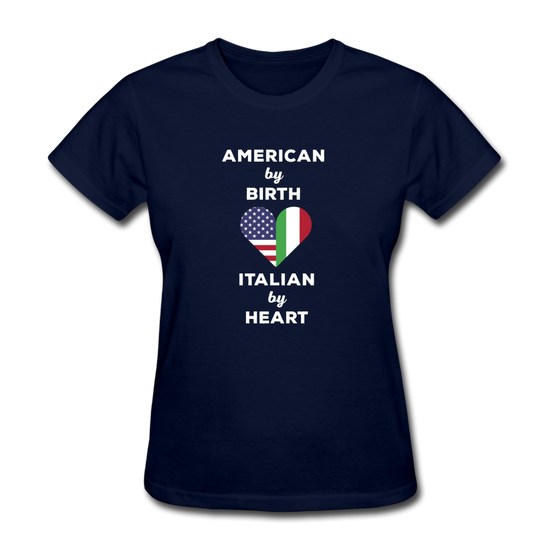 American by birth Italian by heart Women's T-Shirt - navy