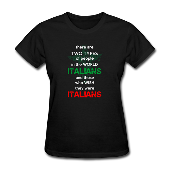 Two types of people in the world Italians and those who wish they were Italians Women's T-Shirt - black