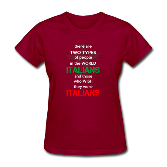 Two types of people in the world Italians and those who wish they were Italians Women's T-Shirt - dark red