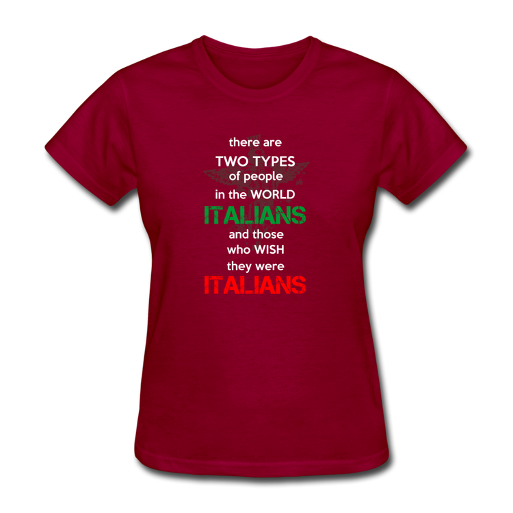 Two types of people in the world Italians and those who wish they were Italians Women's T-Shirt - dark red