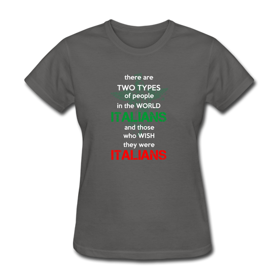 Two types of people in the world Italians and those who wish they were Italians Women's T-Shirt - charcoal