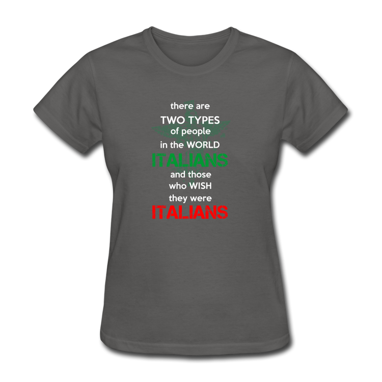 Two types of people in the world Italians and those who wish they were Italians Women's T-Shirt - charcoal