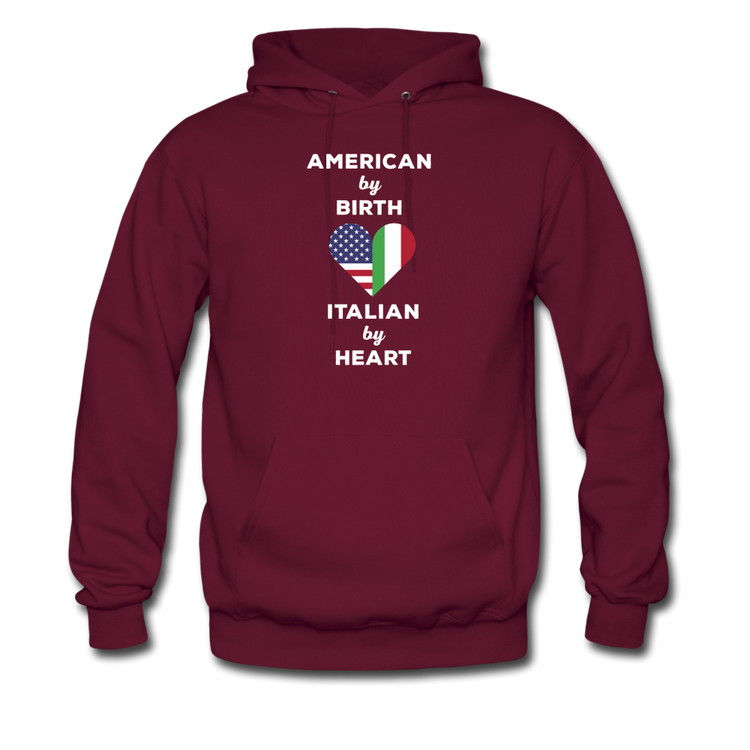 American by birth Italian by heart Unisex Hoodie - burgundy