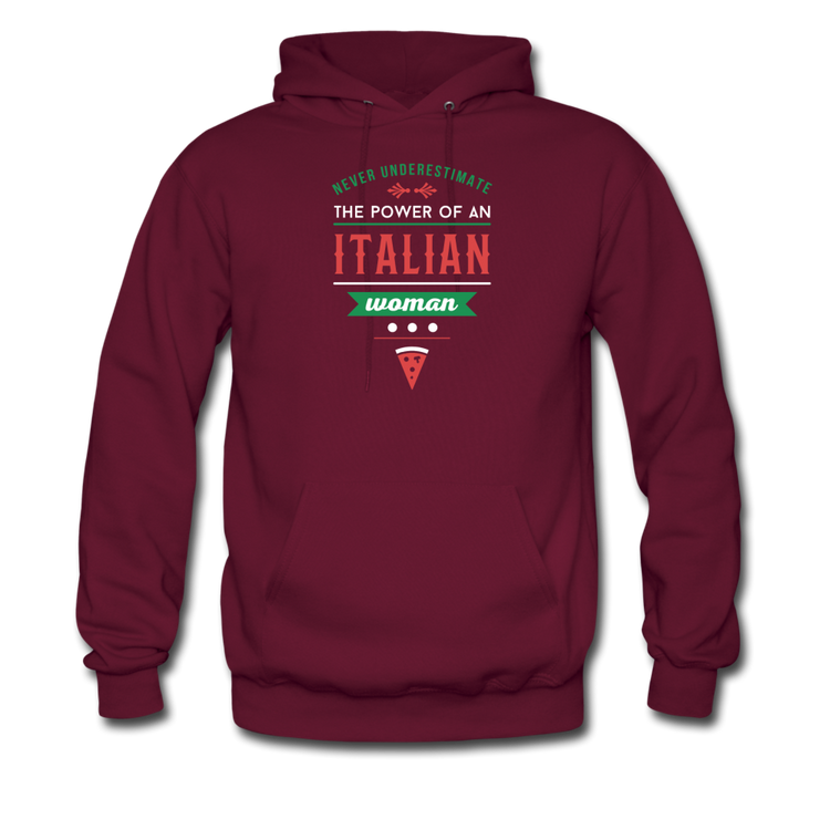 Never underestimate the power of an Italian woman Unisex Hoodie - burgundy