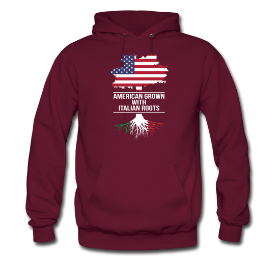 American Grown with Italian Roots Unisex Hoodie - burgundy