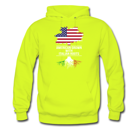 American Grown with Italian Roots Unisex Hoodie - safety green