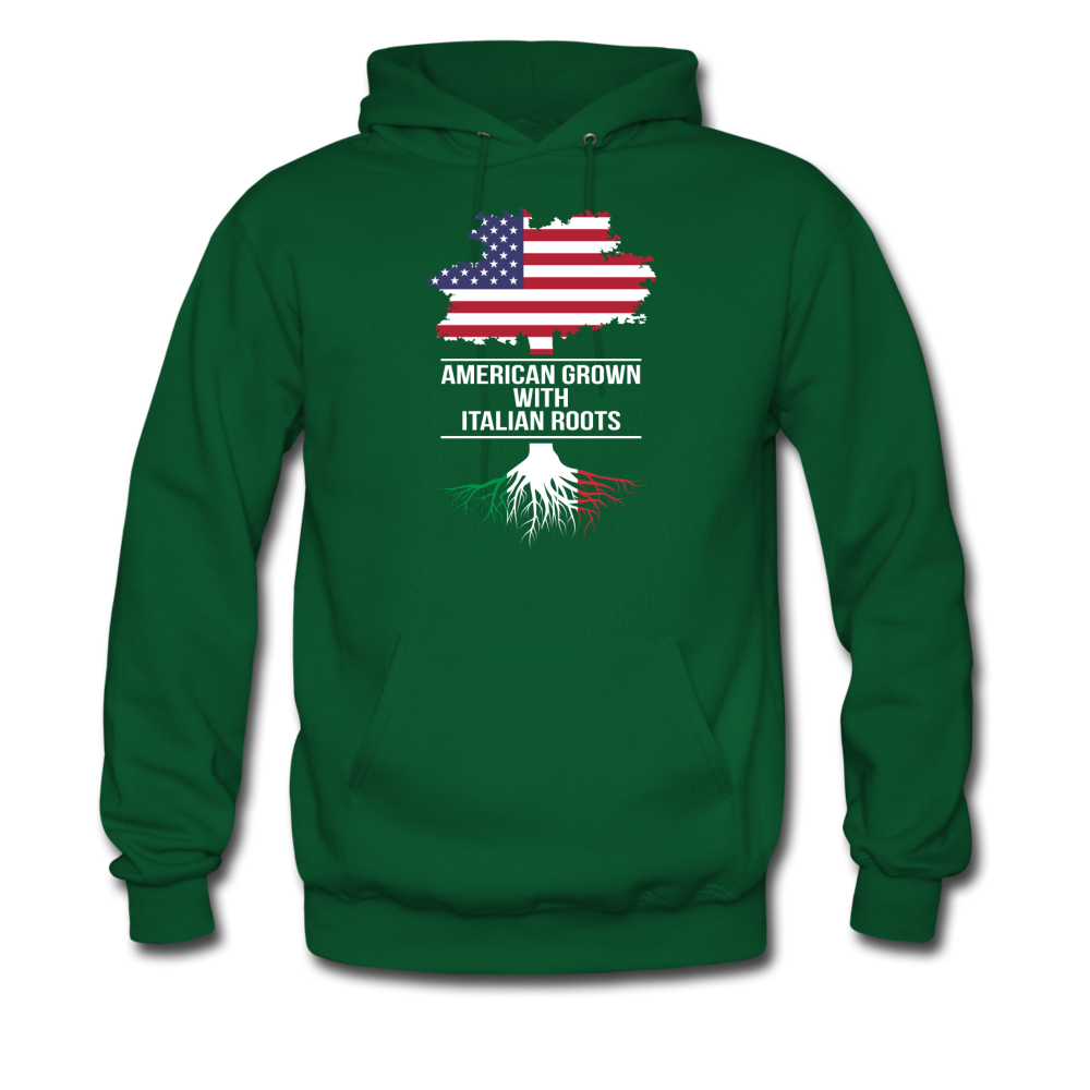 American Grown with Italian Roots Unisex Hoodie - forest green