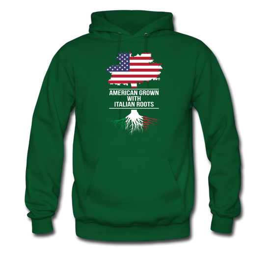 American Grown with Italian Roots Unisex Hoodie - forest green