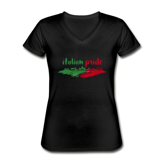 Italian Pride Women's V-neck T-shirt - black