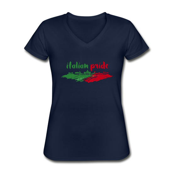 Italian Pride Women's V-neck T-shirt - navy