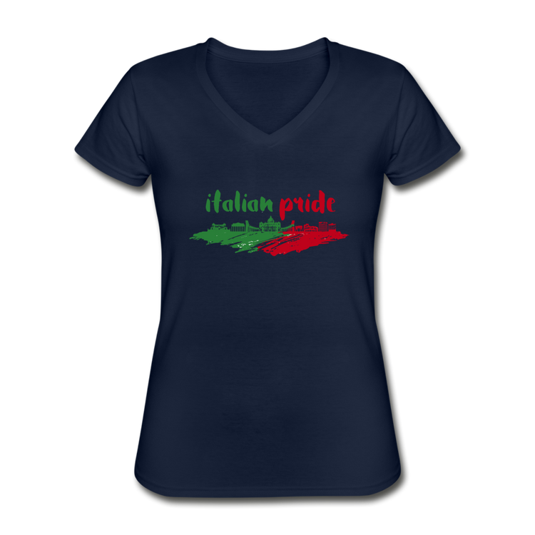 Italian Pride Women's V-neck T-shirt - navy