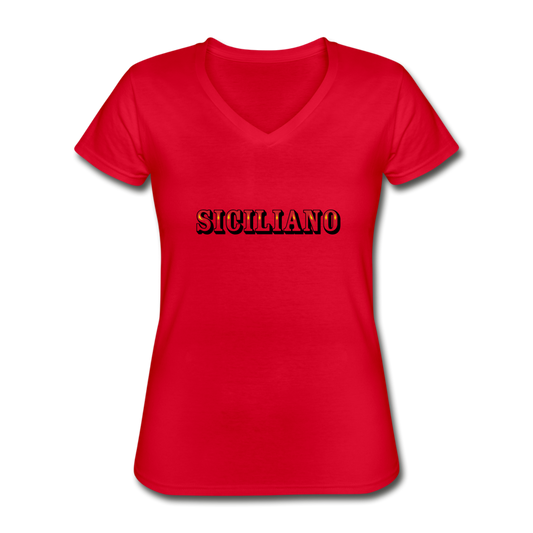 Siciliano Women's V-neck T-shirt - red